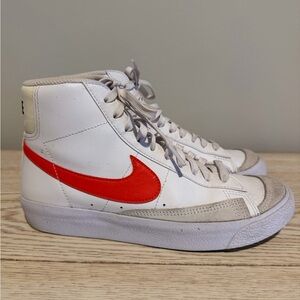 Nike High-Top Sneakers White with Orange  Swoosh size 5.5Y